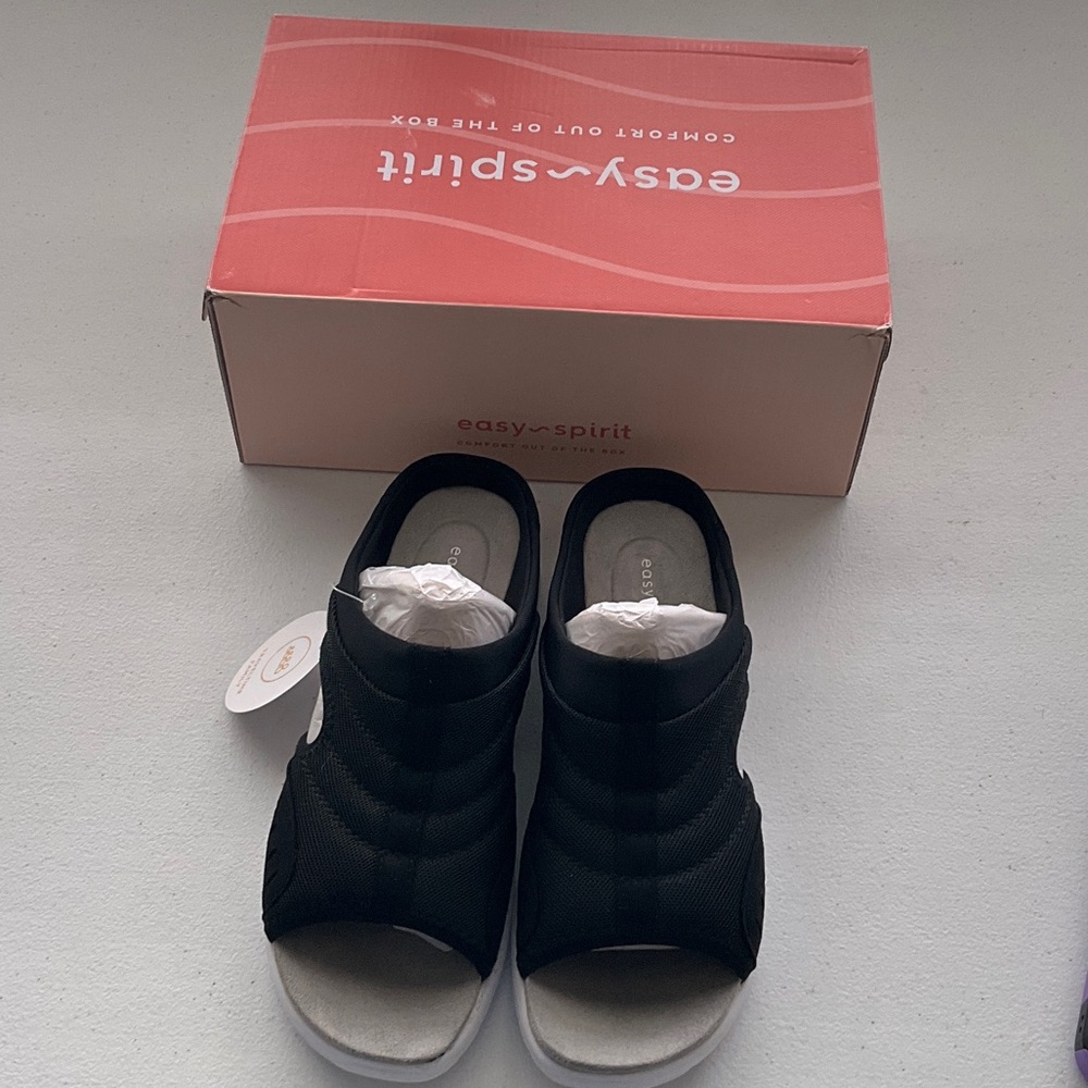 Easy Spirit Kids Black Open-Toe Slip-On Sandals